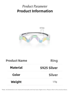 Detailed specifications of S925 sterling silver rainbow wave ring with weight and dimensions