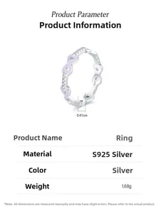 Détails de la bague en argent S925 avec émail violet et motif infini cœur élégant