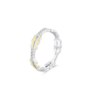 S925 Sterling Silver Twisted Wave Ring For Women Candy Color Enamel Inlaid Zirconia Minimalist Fashion Finger Ring Gift