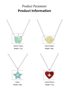 Spécifications détaillées des colliers avec pendentifs coeur et étoile en argent massif