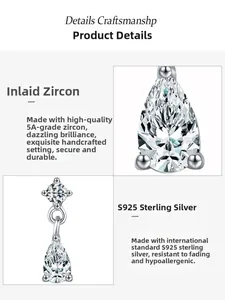 Macro detail of S925 sterling silver tassel drop earrings with 5A cubic zirconia stones