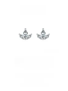 Detailed view of S925 silver crown earrings with marquise-cut sparkling zircon stones
