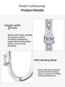 Détail des boucles d'oreilles en argent S925 en forme de U avec zircons 5A sertis