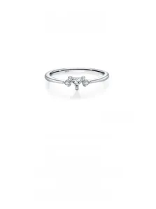 Detailed view of S925 sterling silver ring featuring three clear geometric zircons