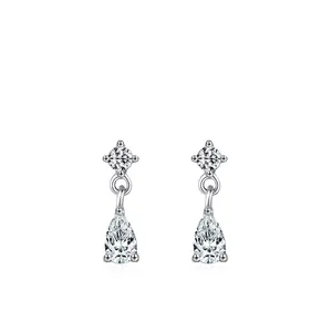 925 Sterling Silver Water Drop Drop Earrings For Women Elegant Fashion Zirconia Inlaid Luxury Dangle Stud Earrings Jewelry
