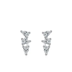 925 Sterling Silver Teardrop Zirconia Stud Earrings For Women Minimalist Water Drop Geometric Geometric Earring Jewelry
