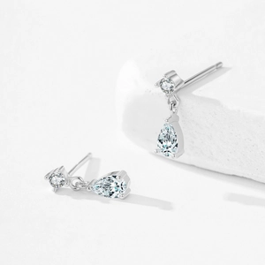 Elegant 925 sterling silver drop earrings with faceted zircon stones and tassel design