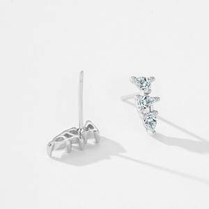 Elegant 925 sterling silver drop earrings with three sparkling pear-shaped zircons