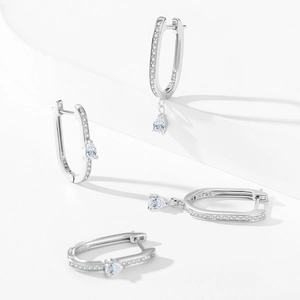 Lot de deux paires de créoles en argent sterling 925 en forme de U avec oxydes de zirconium