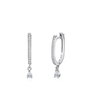 925 Sterling Silver Waterdrop Zirconia Earrings U-Shaped Geometric Hoop Earrings For Women Lightweight Luxury Commute Jewelry