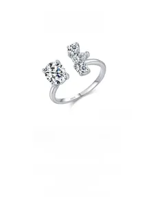Close-up of S925 sterling silver ring featuring a large oval stone and asymmetric design