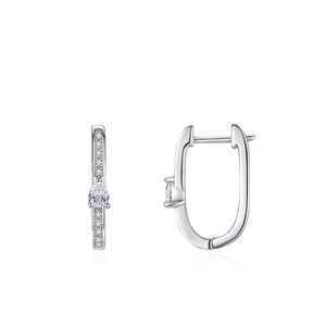 Élégantes boucles d'oreilles en argent 925 en forme de U avec zircons scintillants