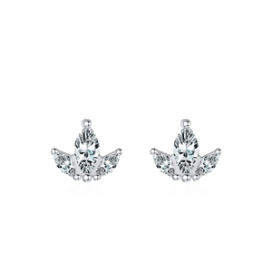 S925 sterling silver crown earrings featuring marquise-cut sparkling diamonds for women