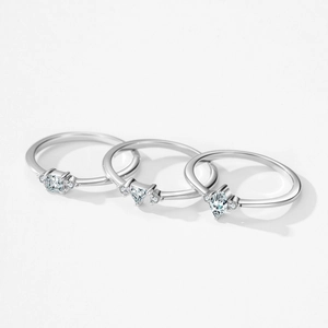 Bagues minimalistes en argent sterling 925 avec zircons carrés, triangles et poires