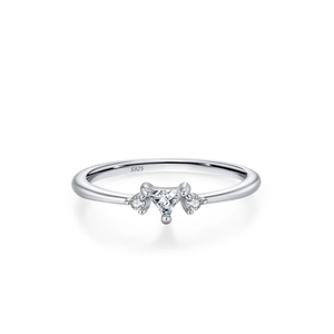 S925 sterling silver ring with a triangular crystal center stone for daily wear