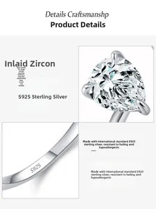 Detailed macro view of S925 sterling silver ring showing 5A zircon and S925 stamp