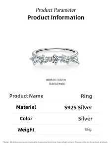 Macro de bague en argent S925 montrant des diamants géométriques et le poinçon S925