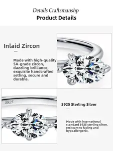 Detailed macro view of S925 sterling silver ring with oval 5A zircon and S925 hallmark