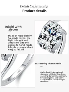 Macro detail of S925 sterling silver ring featuring 5A grade cubic zirconia and hallmark