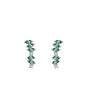 Lussuosi Orecchini a Lobo in Argento Sterling 925 Curvi con Zirconi Verdi Marquise per Donna Brillante Fila Zirconia Gioielli Ipoallergenici