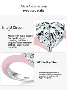 Détail du poinçon en argent S925 et émail rose avec zircon 5A de haute qualité
