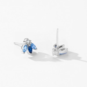 925 sterling silver bee stud earrings with royal blue gradient stones and white zircon
