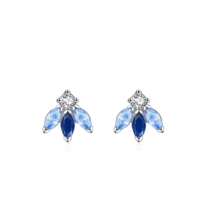 925 sterling silver bee earrings with blue gradient crystals and marquise cut stones
