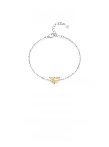 Macro shot of S925 sterling silver half-moon bracelet with champagne citrine and clasp