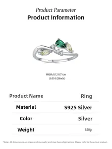Macro shot of 925 sterling silver ring featuring a pear-shaped emerald and tiny diamonds