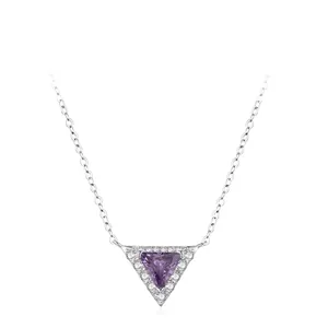 Élégant Collier Pendentif Triangle Violet en Argent Sterling 925 Pour Femme Bijoux Choker Élégants et à la Mode Cadeau