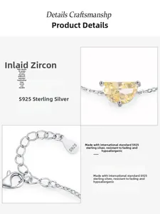 Macro view of S925 sterling silver chain and half-moon 5A citrine zircon pendant