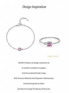 Detail eines 925 Sterling Silber Schmucksets mit rosa Zirkonia auf reinweißem Hintergrund