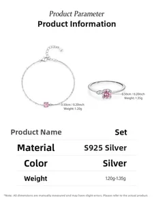 Detail eines 925er Silber Schmucksets mit 0,5cm pinkfarbenem Zirkonia und Punze