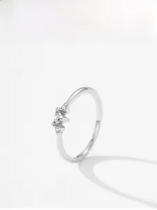 Detail view of S925 sterling silver ring with triangle and round cut zircon stones