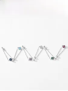 Macro de bagues chaîne trèfle en argent S925 avec cordons de serrage colorés réglables