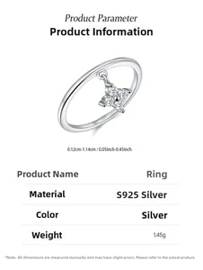 Detail of S925 sterling silver ring showing the sparkling clover pendant and S925 hallmark