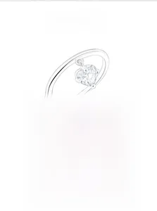Detailed view of S925 sterling silver ring featuring a sparkling heart zircon pendant