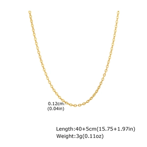 Collier chaîne croisée dorée en acier inoxydable, longueur 40+5cm et largeur 0,12cm
