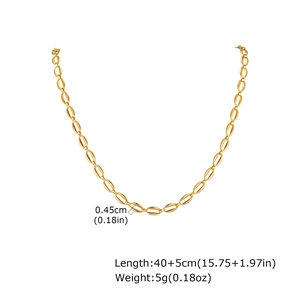 Collana a catena in acciaio inossidabile oro lucido con dimensioni 40+5cm e 0,45cm