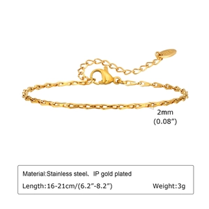 Handgefertigtes vergoldetes Gliederkettenarmband aus Edelstahl für Damen mit Karabiner