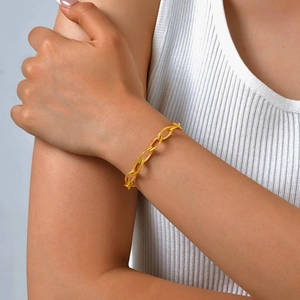 Elegante bracciale a catena in acciaio inossidabile dorato con maglie marquise da donna