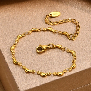 Minimalist Stainless Steel Bean Bracelet For Women 18K Gold Plated Adjustable Dolphin Pendant Fashion Jewelry Gift