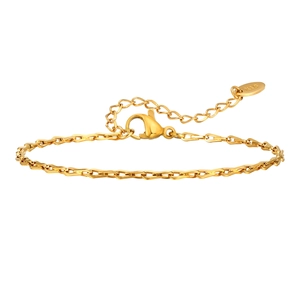 Minimalistisches Damen-Armband aus goldfarbenem Edelstahl mit 18K Gravur und Karabinerverschluss
