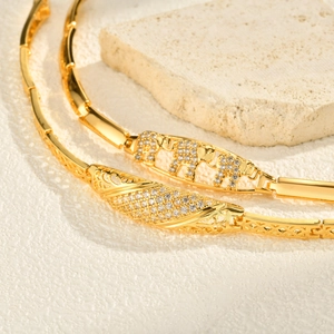Elegant 24K gold plated elephant charm bracelets with sparkling pavé cubic zirconia