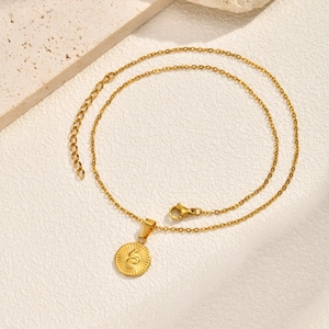 Collier avec pendentif pièce d'or serpent en acier inoxydable et chaîne ajustable