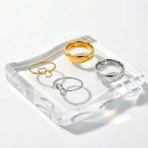 Minimalist Stainless Steel Couple Rings For Men Women Double Heart Hollow Design Polished Band Ring Valentine's Jewelry