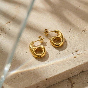 Boucles d'Oreilles Clous Géométriques Creuses en Acier Inoxydable Or pour Femmes Minimaliste Chunky Forme de Goutte Bijoux Cadeau