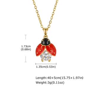 Spécifications de taille pour le collier pendentif coccinelle dorée avec chaîne 40+5cm
