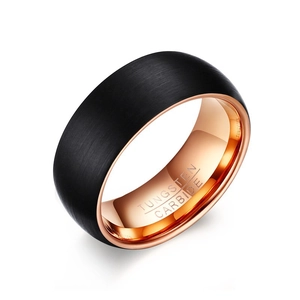 8mm Tungsten Carbide Ring For Men Women Black Brushed Finish Rose Gold Polished Interior Minimalist Wedding Band Jewelry Gift