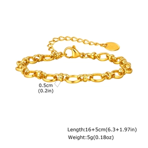 Detail of 18K gold stainless steel chunky link bracelet with lobster clasp and K18 tag